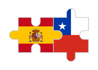 puzzle pieces of spain and chile flags. vector illustration isolated on white background