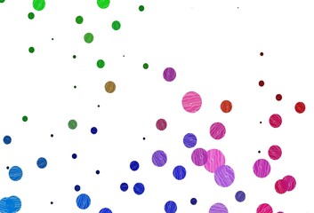Light multicolor, rainbow vector background with bubbles.