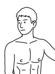 Fototapeta premium black and white of cute man cartoon for coloring