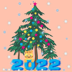 Obraz na płótnie Canvas tiger under the tree, tiger, New Year
