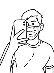 black and white of cute man cartoon for coloring