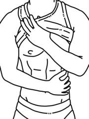 black and white of body man cartoon for coloring