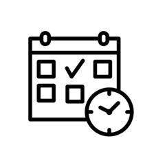 calendar with a date Icon line style Black and White 