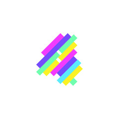 Colorful modern Pixel 4 number logo design template. Creative technology icon symbol element Vector Illustration perfect for your visual identity.