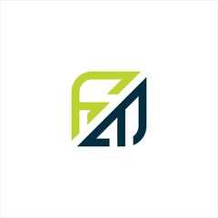 letter f m logo vector template leaf
