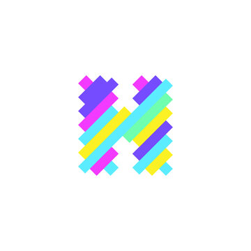 Colorful modern Pixel H Letter logo design template. Creative technology icon symbol element Vector Illustration perfect for your visual identity.