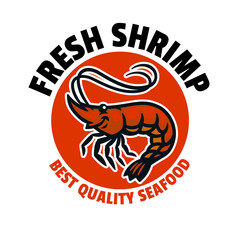 Shrimp Seafood Badge Logo