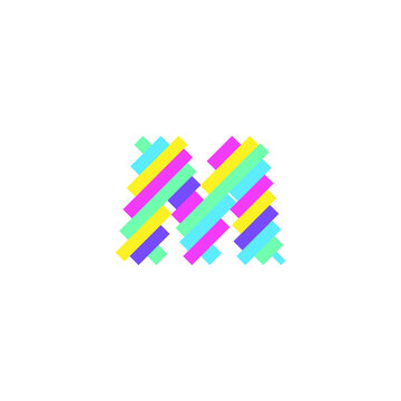 Colorful modern Pixel M Letter logo design template. Creative technology icon symbol element Vector Illustration perfect for your visual identity.