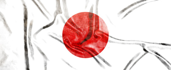 Japan flag, Realistic waving fabric flag, Flag Background texture, 3d illustration.