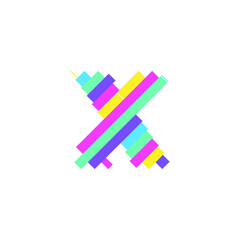 Colorful modern Pixel X Letter logo design template. Creative technology icon symbol element Vector Illustration perfect for your visual identity.