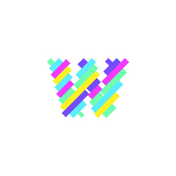 Colorful modern Pixel W Letter logo design template. Creative technology icon symbol element Vector Illustration perfect for your visual identity.