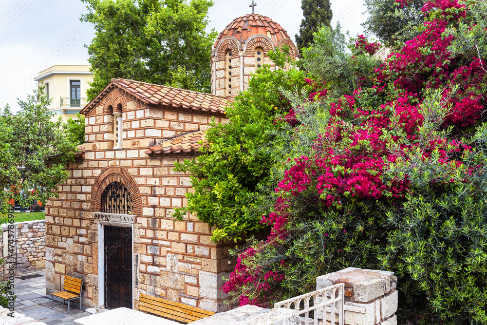 Wall mural Medieval Byzantine Church of St Asomati, Athens, Greece