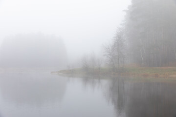 mist on the lake