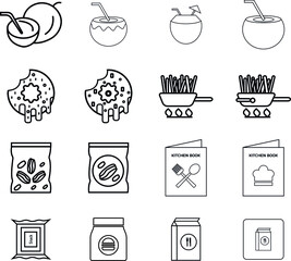Food icon set, outline style
