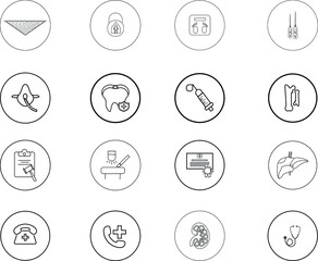 Set of linear icons support and care. Set conceptual icons life insurance and property.
