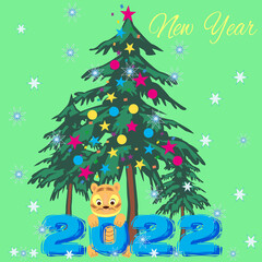 Obraz na płótnie Canvas tiger under the tree, new year