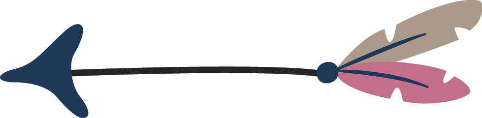 Vector tribal boho arrow with decorative feathers