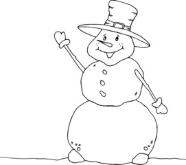 Snowman coloring pages cute characters vector illustration 