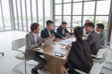 Business staff or personnel group meeting and teamwork successful