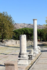 Fototapeta na wymiar colonnaded sacred way in sanctuary of asclepius, lower city of Pergamon, Turkey