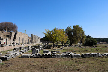 panoramic view of the ruins of ancient city Pergamon in Turkey