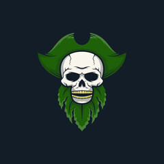 cannabis beard pirate skull logo illustration