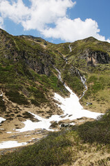 The view of valley near the middle station of Gletscherjet cable car, Kaprun