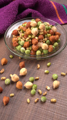 Healthy diet and vegetarian food. Mix of fresh sprouts on beautiful background. macrobiotic food. Sprouted wheat, peas, lentil seeds. Copy space 
