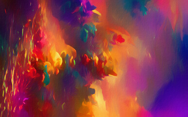 Abstract art painting. Graphic design colorful artwork, bright colors wallpaper, psychedelic contemporary background and pattern. Large size fine art print for canvas, pillow case, postcard, paper