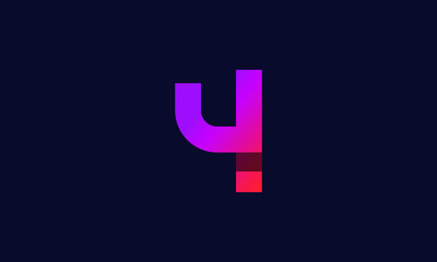 4 New Number Gradient Orange Modern Logo