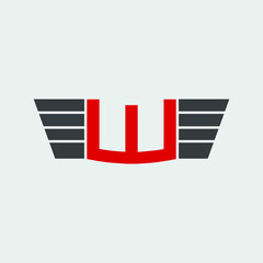 Letter W with Wings Logo Concept