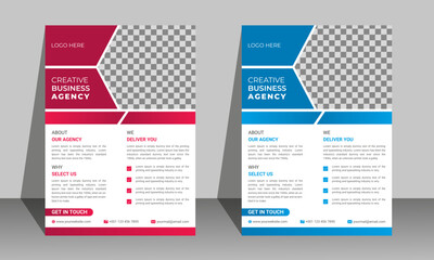 Business Flyer Layout design with Colorful Accents, blue, magenta, vector template design.