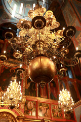 Interior view of russian orthodox church in Moscow Kremlin