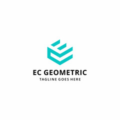 Creative modern abstract illustration initials E C sign geometric logo design template