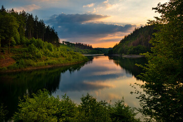 sunset over the lake