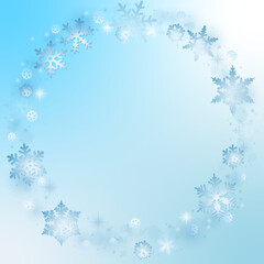 Blue Christmas snowflakes background with copy space