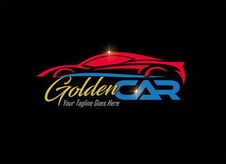 golden sports car logo design free template 