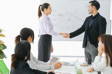 Fototapeta premium Asia business in seminar or employees group meeting in a conference room