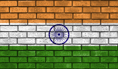 India flag on a brick wall