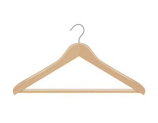 Wooden Clothes Hanger isolated on a white background. Vector realistic Mock-up. Front view. EPS10.
