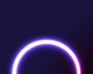Abstract background with neon glowing circle. Banner with copy space