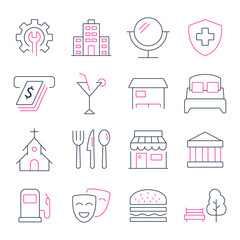 Fototapeta na wymiar Points of Interest icons set.Points of Interest pack symbol vector elements for infographic web