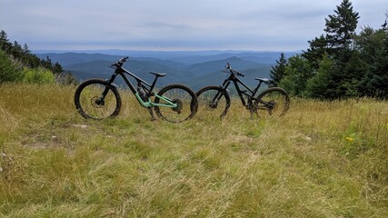 Fototapeta na wymiar mountain bikes on a mountain