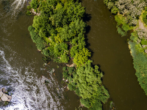 Beautiful aerial view from drone on river