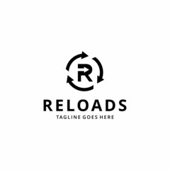 Circulation arrow with letter R . icon vector illustration symbol