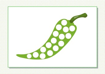 Printable worksheet. Finger painting. Cute cartoon pepper. Vector illustration. Horizontal A4 page Color green.