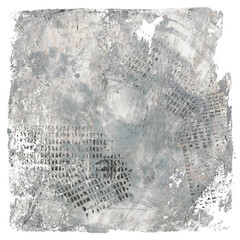 Art Abstract black color acrylic and watercolor monotype smear painting blot. Gel printing plate. Canvas stain texture background. Isolated on white.