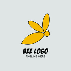silhouette Smart and simple bee logo for bees on yellow