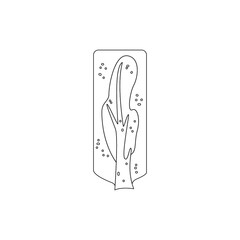 Tree Line Coloring. Vector Illustration of Nature Outline Object.