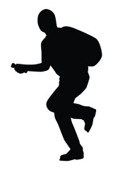 Robber in action silhouette vector on white background, social criminal.